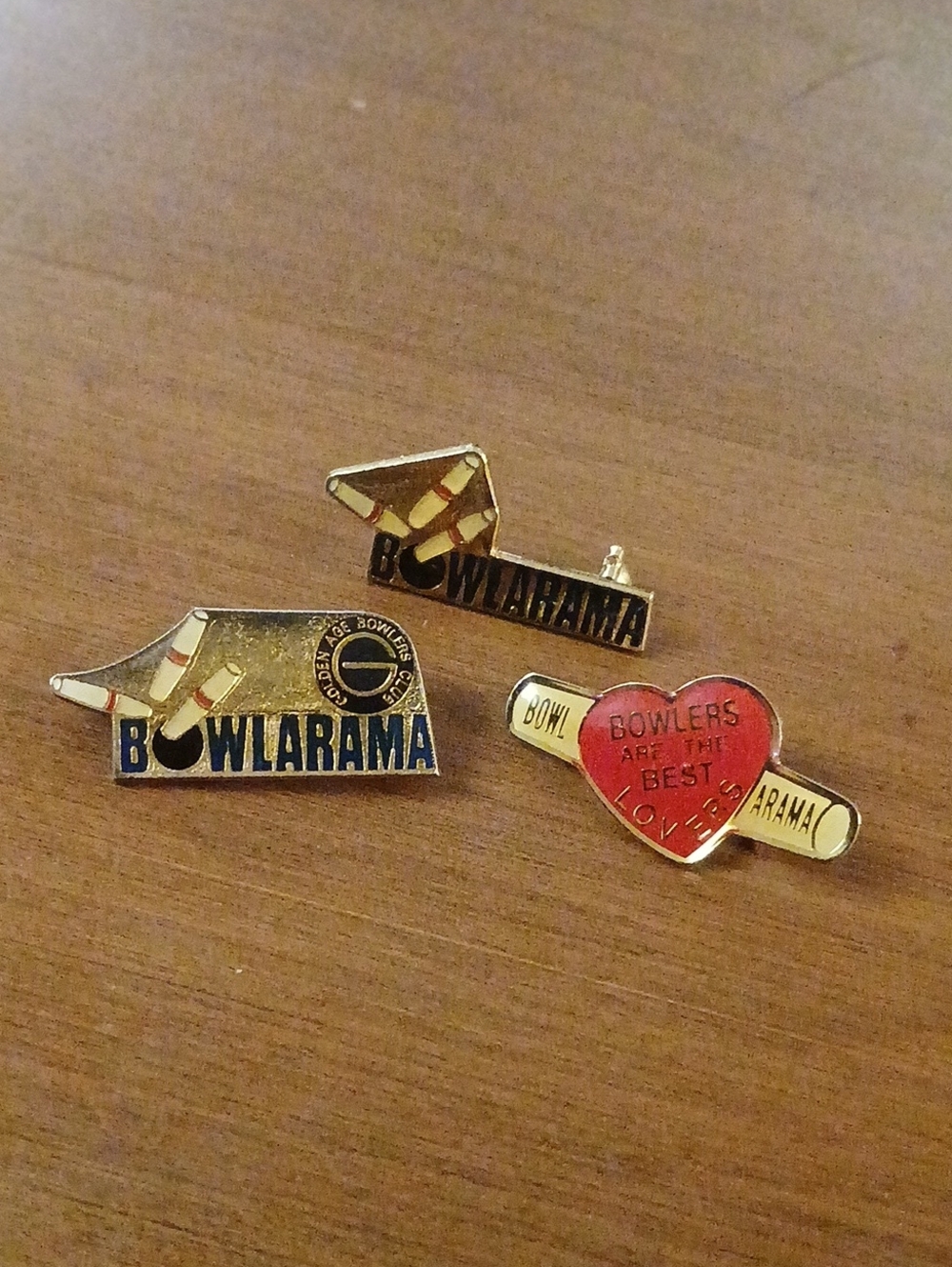 Bowlarama bowling brooch set Gold & Red Set Of 3